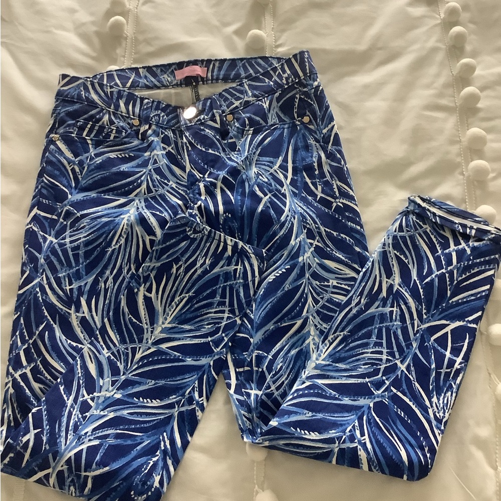Lilly Pulitzer Blue Leaf Jeans - Picture 3 of 5